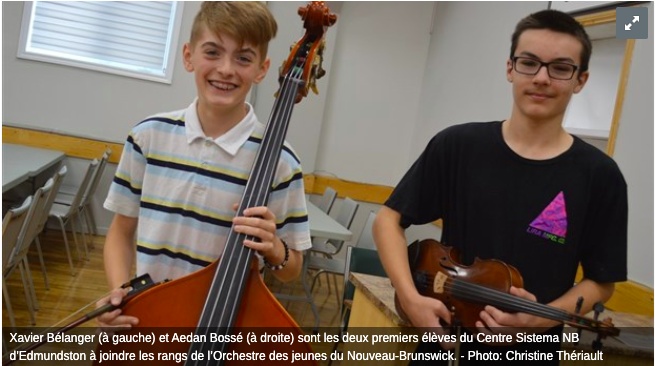Xavier Bélanger et Aedan Bossé fiers de joindre les rangs de l’Orchestre des jeunes du N.-B.
